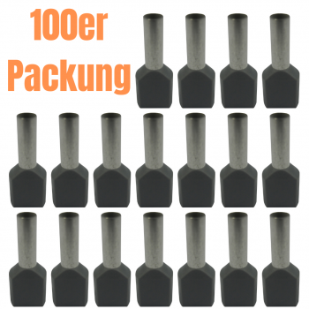 Aderendhülsen Twin - 2x4,00mm² - Grau (100er Pack)
